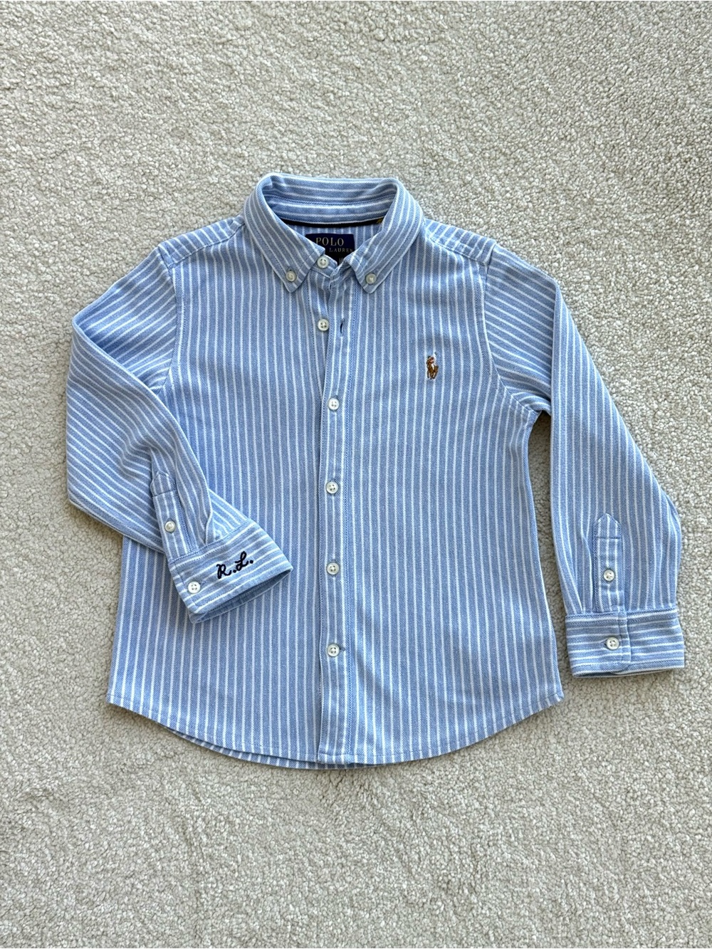 Polo by Ralph Lauren Light Blue & White Striped Button-Down Shirt